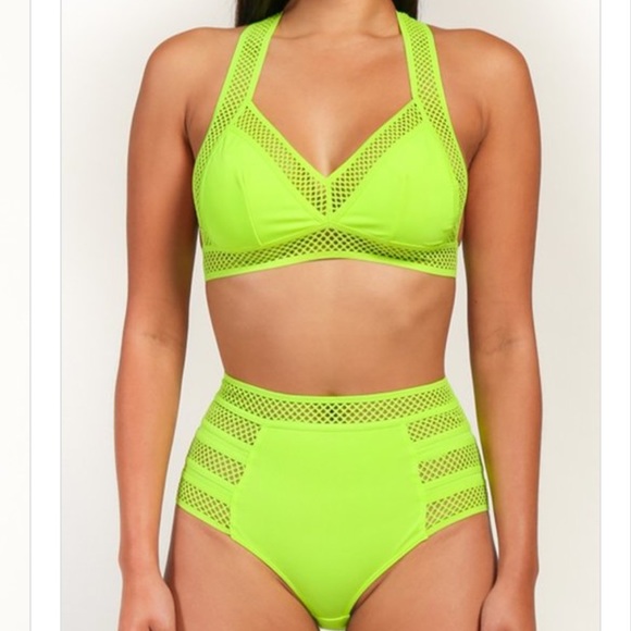 ShopiCandies Other - ‼️ Neon Swimsuit Two Piece Set High waist Swimwear